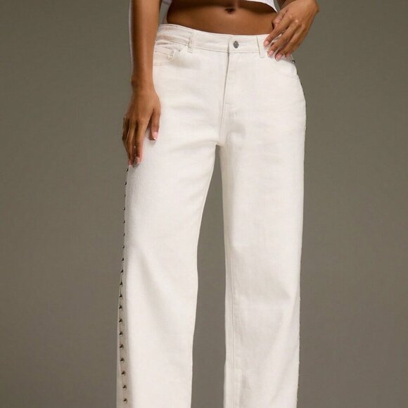 White Casual Women's Wide Leg Denim Jeans - Picture 2 of 6